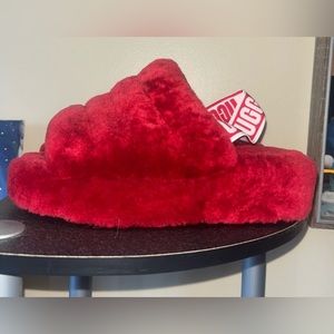 Red Ugg Platform Slippers